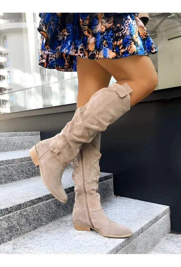 Suède Look Knielaarzen – Gerimpeld Schacht Detail