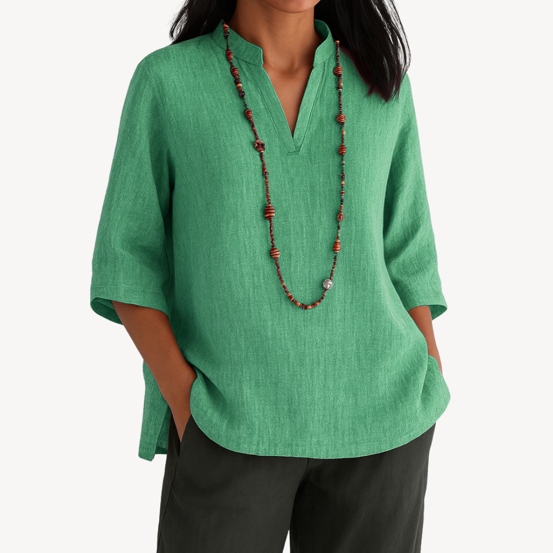 Linda | Elegant Linen Blend Tunic Top for Women - Image 3