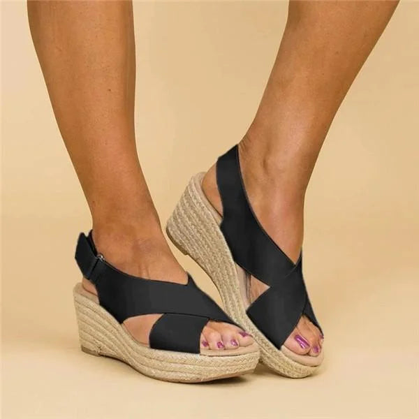 Emora Nova - Zomerse Espadrille Sandalen met Gekruiste Bandjes
