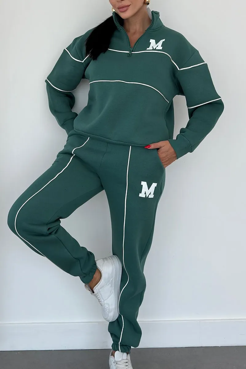Comfortabele Dames Trainingspak Set met Half-Zip Sweater