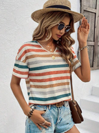 Emora Nova - Trendy Dames T-shirt met Horizontale Strepen - Zomer