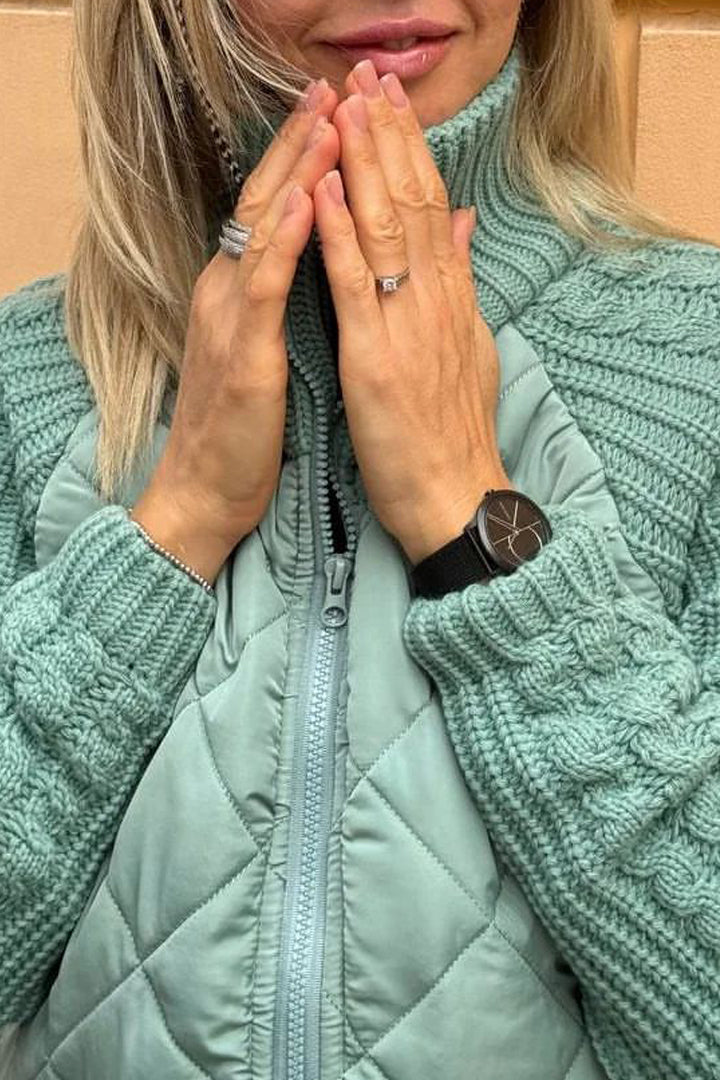 Emora Nova - Stijlvolle Dames Jas met Gebreide Mouwen - Herfst/Winter