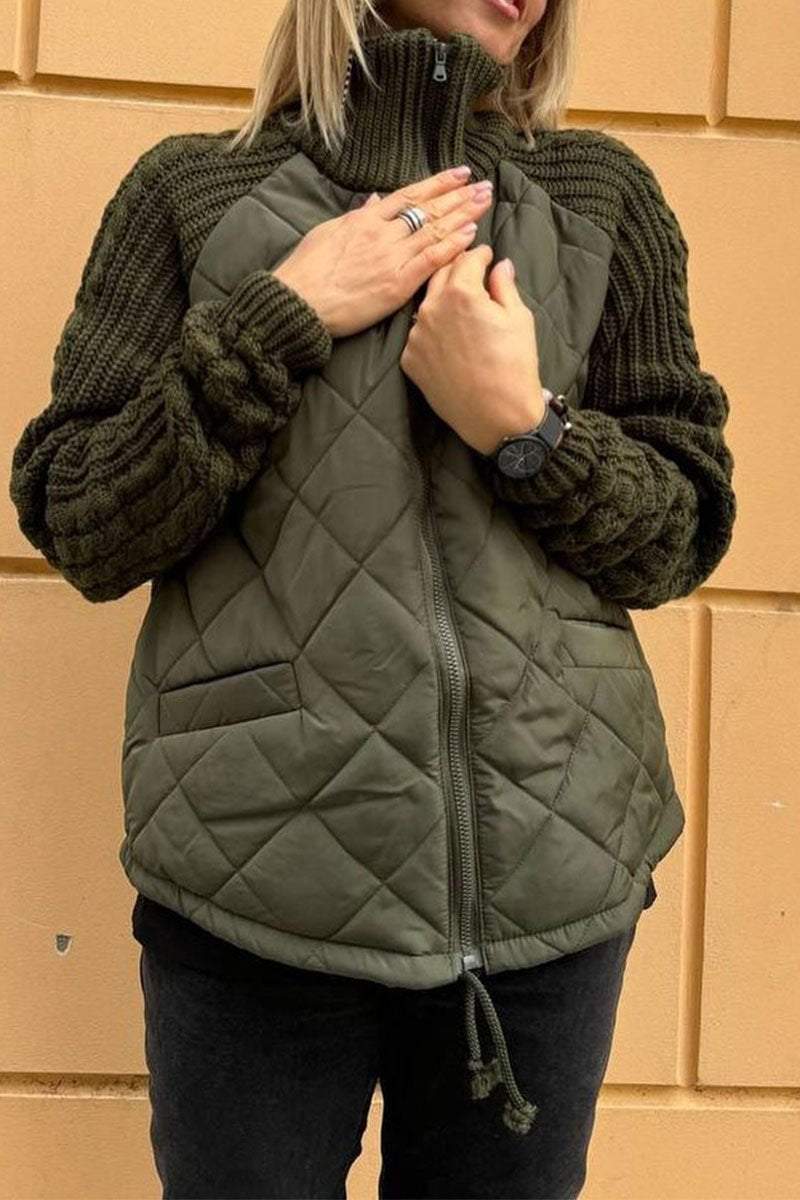 Emora Nova - Stijlvolle Dames Jas met Gebreide Mouwen - Herfst/Winter