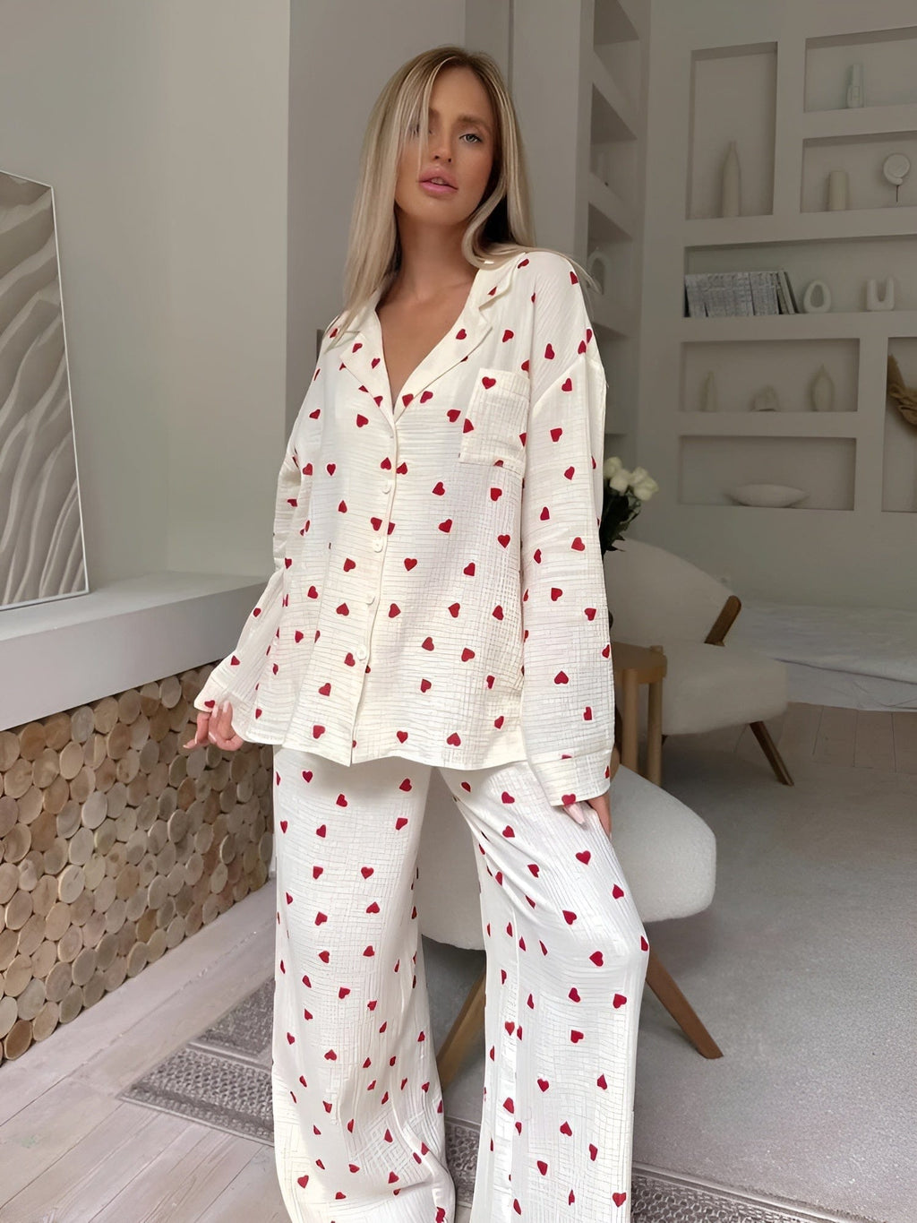 Emora Nova - Dames Loungewear Pyjamaset met Hartenprint