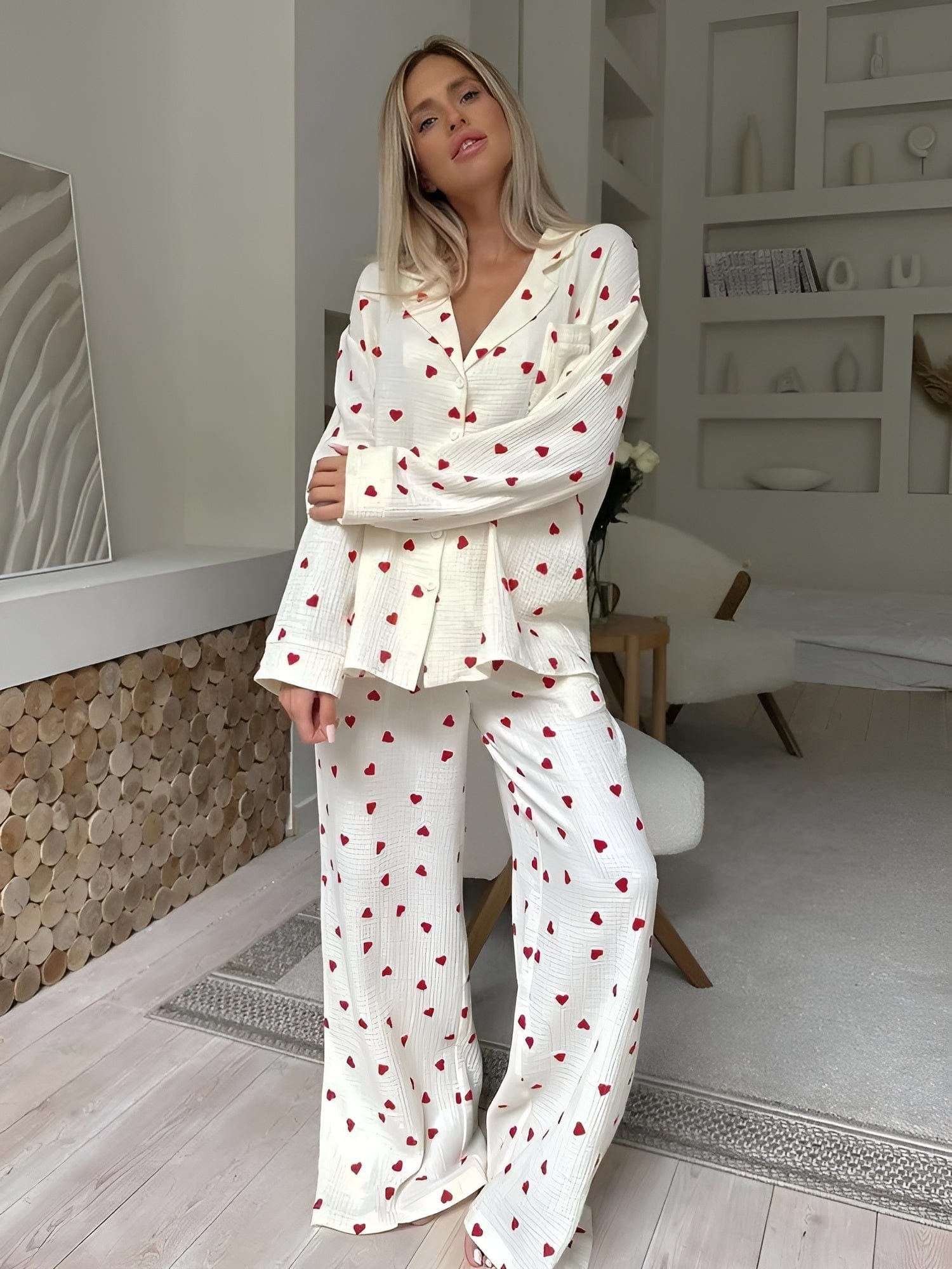 Emora Nova - Dames Loungewear Pyjamaset met Hartenprint