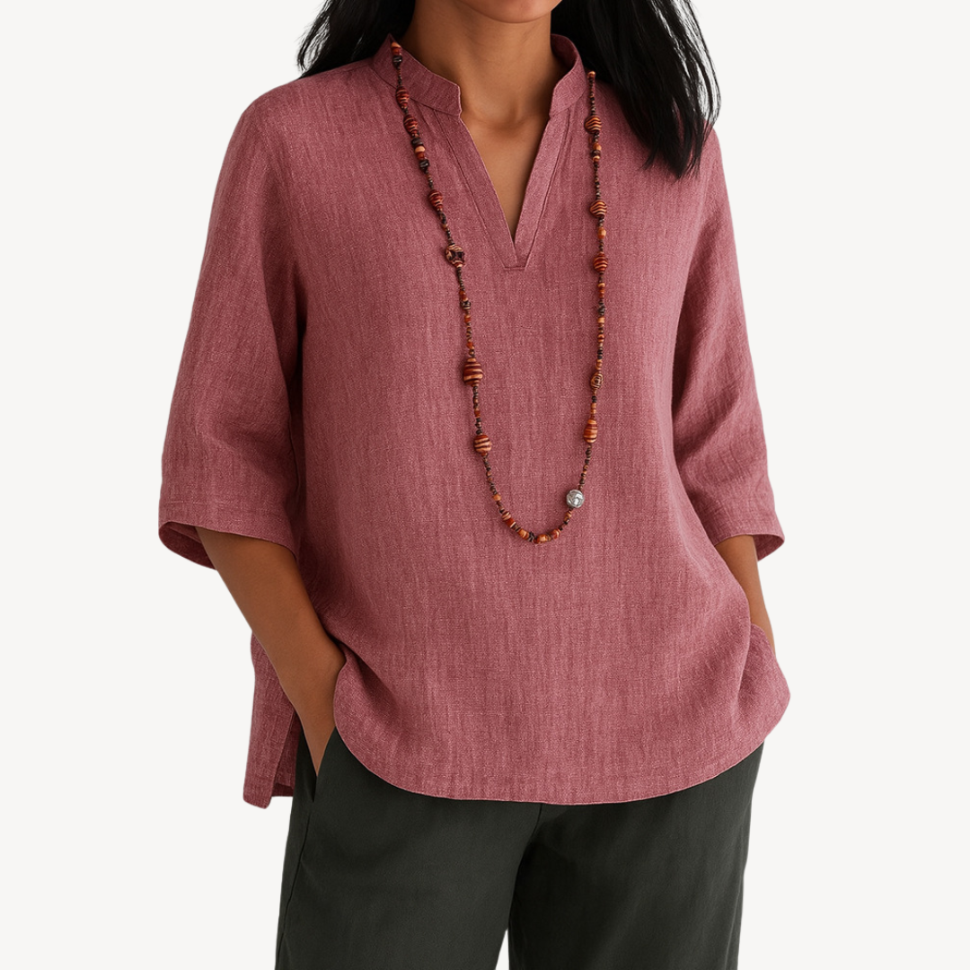 Linda | Elegant Linen Blend Tunic Top for Women - Image 4