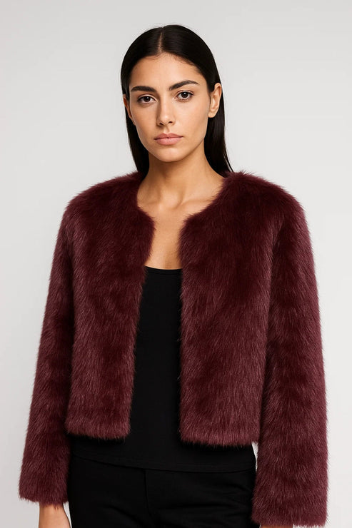 Emora Nova - Luxe dames cropped faux fur jas - Avondkleding
