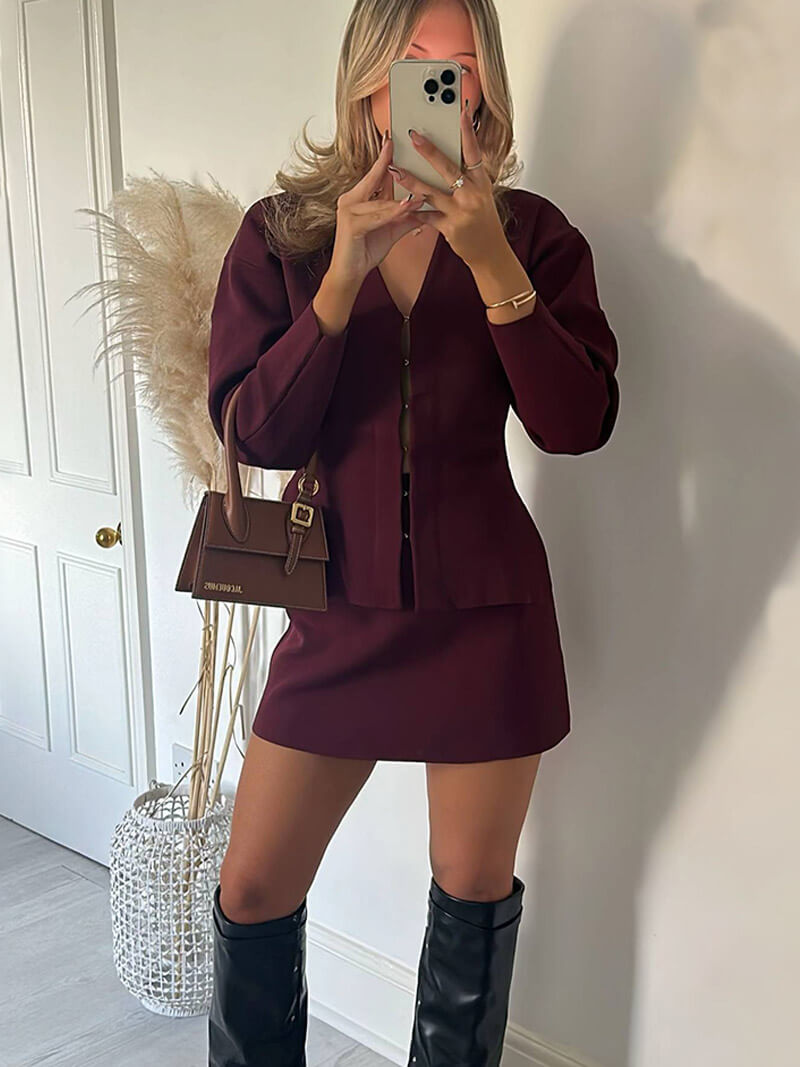 Emora Nova - Hedendaagse Dames Set: Blazer Top & Minirok