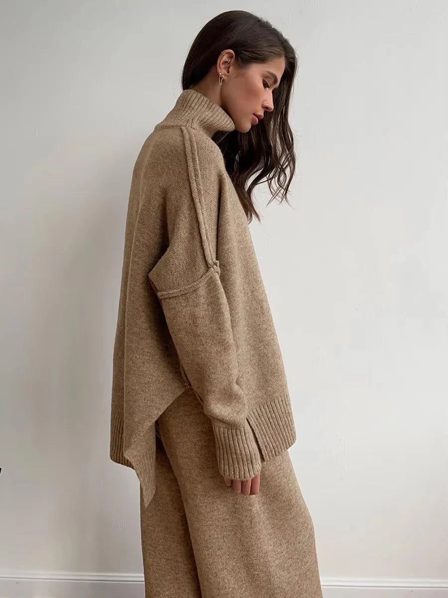 Emora Nova - Dames Loungewear Set - Comfortabele Coltrui & Wijde Broek - Winter