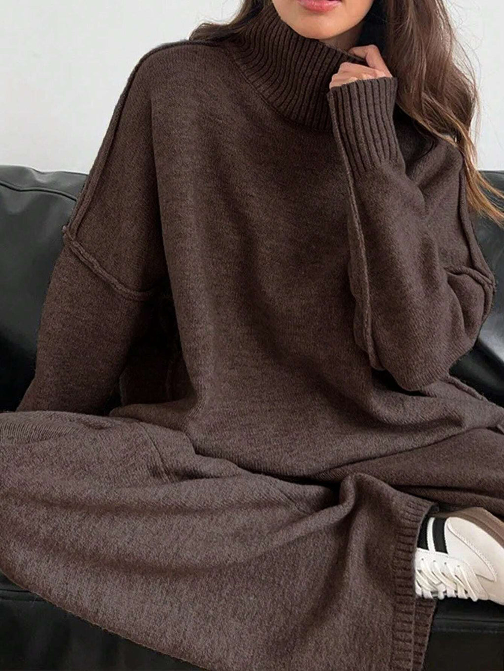 Emora Nova - Dames Loungewear Set - Comfortabele Coltrui & Wijde Broek - Winter