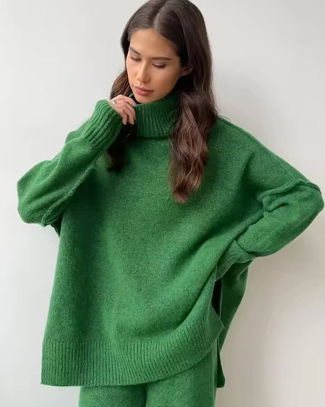 Emora Nova - Dames Loungewear Set - Comfortabele Coltrui & Wijde Broek - Winter