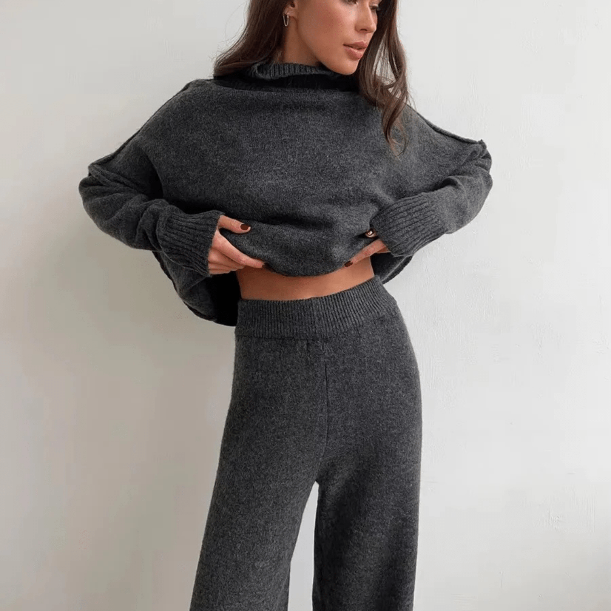 Emora Nova - Dames Loungewear Set - Comfortabele Coltrui & Wijde Broek - Winter