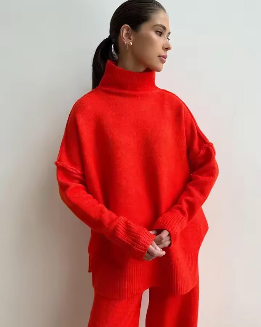 Emora Nova - Dames Loungewear Set - Comfortabele Coltrui & Wijde Broek - Winter