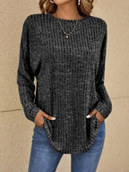 Emora Nova - Comfortabele Dames Gebreide Top met Metallic Garen