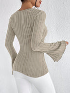 Emora Nova - Vrouwen Gebreide Wrap Top met Bell Sleeves